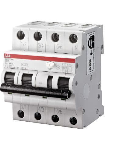 Abb DS3NLC16AC30 - Interruttore Magnetotermico Differenziale 4,5kA, AC, Curva C 16A 30mA 3P+N